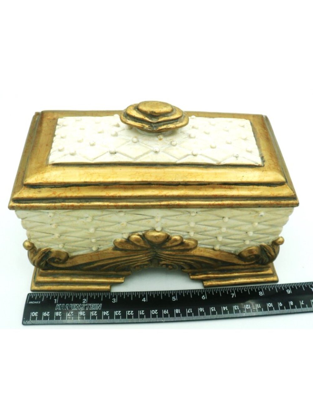 Hollywood Regency Style Weighted Ornate Jewelry Valet Dresser Box - Picture 9 of 11